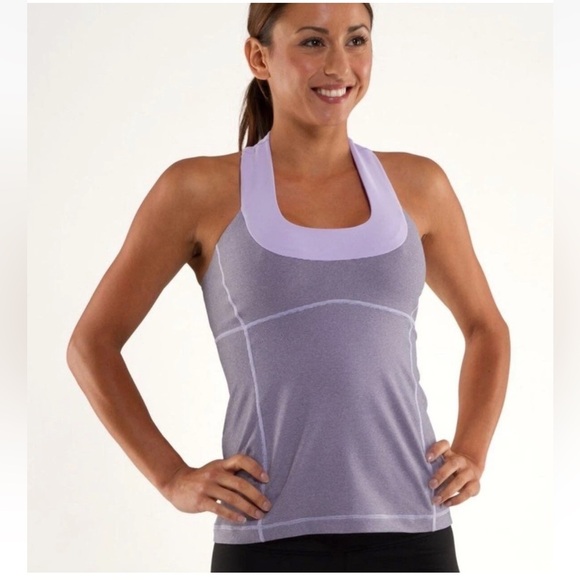 Lululemon Scoop Neck Tank Lilac Heathered Wide Strap size 10 - Picture 1 of 7